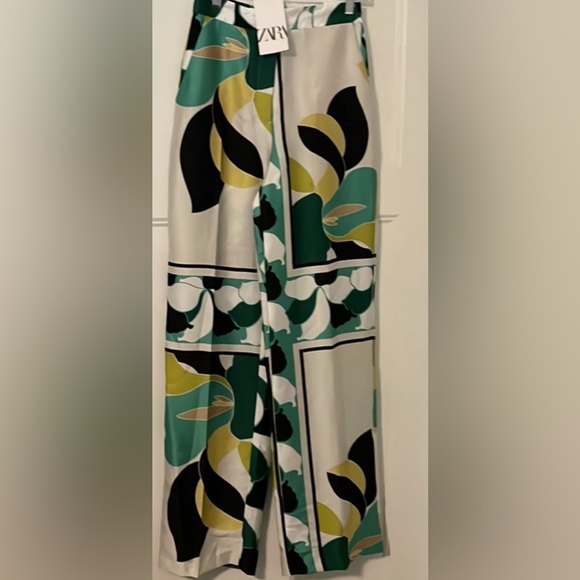 ZARA Botanical Wide Leg Pants White Size medium New With Tags. #12 - Picture 4 of 15